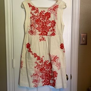 J Crew Ivory dress with embroidery size 8